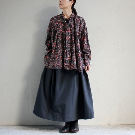 lelill レリル　タックフレアースカート　#チャコール　【送料無料】