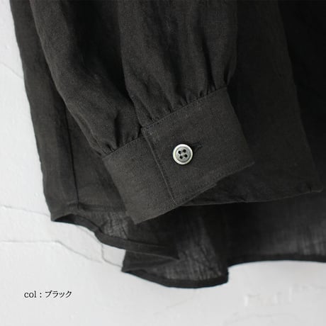 **またまた再入荷** Linenya リネンヤ　リネンバンドカラー長袖シャツ　#ホワイト、アイボリー、グレー、ブラック　【送料無料】