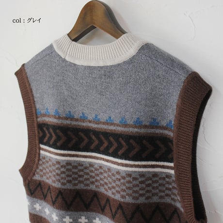 atelier naruse アトリエナルセ　ジャガードノルディック ニットベスト　jacquard nordic knit vest　【送料無料】