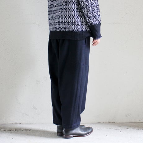 homspun ホームスパン　パウダーフラノ裾リブパンツ　＃ネイビー、サックス　【送料無料】