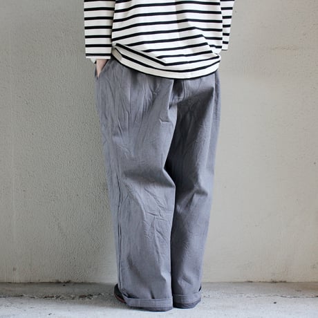 **グレー・ブルー再入荷** homspun ホームスパン　10ozデニムギャザーパンツ　#ホワイト、グレー、ブリーチブルー、ブルー