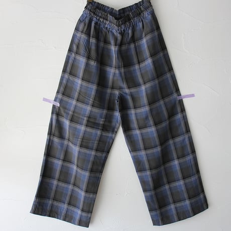 TRAVAIL MANUEL トラバイユマニュアル　オンブレチェックワイドフレアパンツ　#チャコールグレー、ブルーグレー
