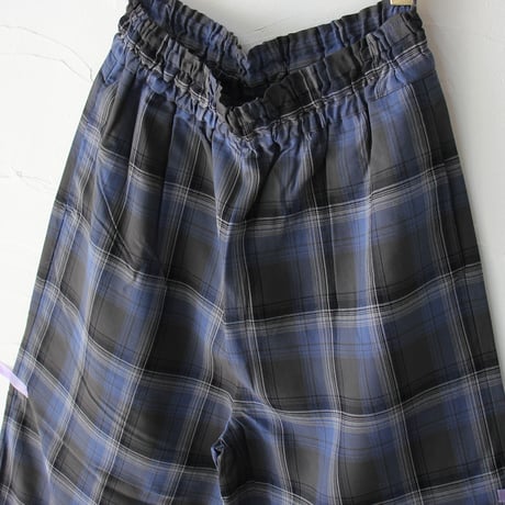 TRAVAIL MANUEL トラバイユマニュアル　オンブレチェックワイドフレアパンツ　#チャコールグレー、ブルーグレー