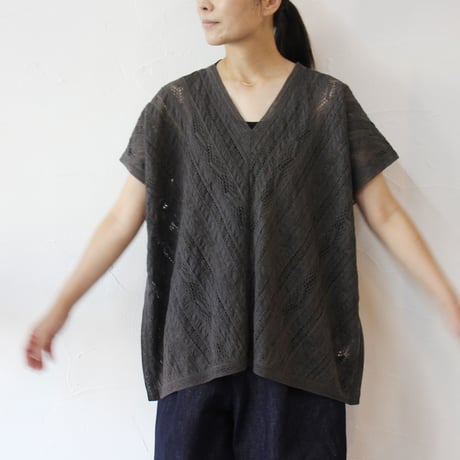 soil ソイル　ALL LACE FRENCH SLEEVE PONCHO #チャコール　【送料無料】