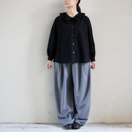 TRAVAIL MANUEL トラバイユマニュアル　ウォームツイルコクーンパンツ　#ブラック、杢グレー、オートミール　【送料無料】