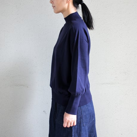 **またまたまた再入荷** LinenYa リネンヤ　as it is.　コットンモックネック長袖ニット　#ブラック、ネイビー　【送料無料】