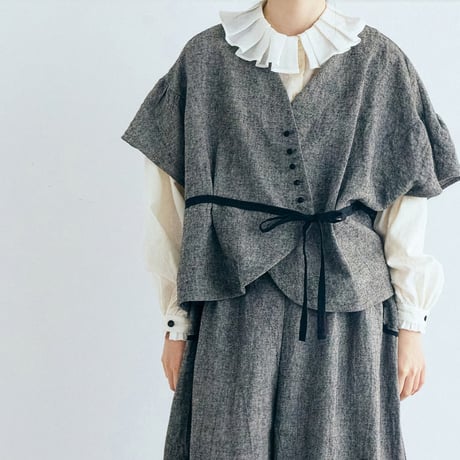 MAGALI マガリ　トリプルウォッシュリネン・カシュクールジレ　#フォグブラック