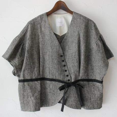 MAGALI マガリ　トリプルウォッシュリネン・カシュクールジレ　#フォグブラック