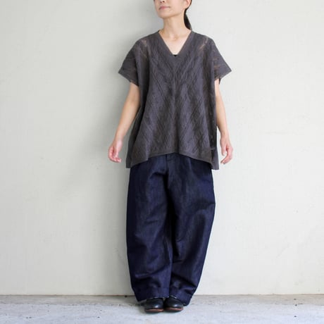 soil ソイル　ALL LACE FRENCH SLEEVE PONCHO #チャコール　【送料無料】