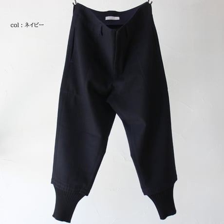 homspun ホームスパン　パウダーフラノ裾リブパンツ　＃ネイビー、サックス　【送料無料】