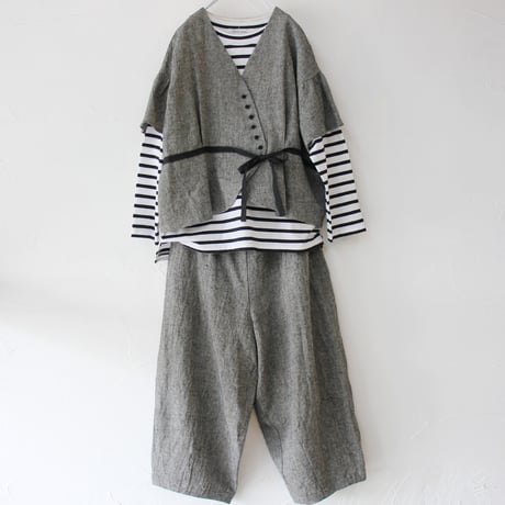 MAGALI マガリ　トリプルウォッシュリネン・カシュクールジレ　#フォグブラック