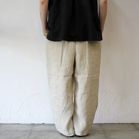 TRAVAIL MANUEL トラバイユマニュアル　フレンチリネンツイル2タックトラウザーズ　#ブラック、グレー、ベージュ
