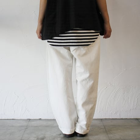 TRAVAIL MANUEL トラバイユマニュアル　コットンリネンデニムユニティパンツ　#インディゴ、オフ白