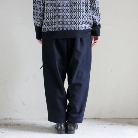 homspun ホームスパン　パウダーフラノ裾リブパンツ　＃ネイビー、サックス　【送料無料】