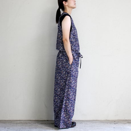 soil ソイル　40'S POPLIN MEDIUM FLOWER PRINT NO/SL OVERALLS　＃NAVY