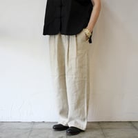 **SALE**TRAVAIL MANUEL トラバイユマニュアル　フレンチリネンツイル2タックトラウザーズ　#ブラック、グレー、ベージュ