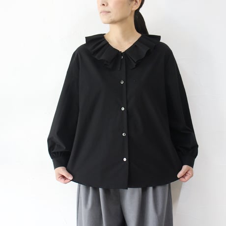 Linenya リネンヤ　ラッフルシャツ　#ブラック、ブリック、ホワイト　【送料無料】