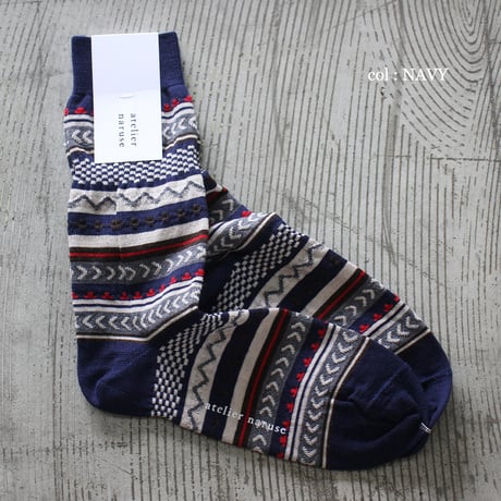 atelier naruse アトリエナルセ　ジャガード ノルディックミドルソックス　jacquard nordic middle socks　【送料無料】