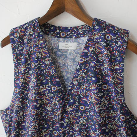 soil ソイル　40'S POPLIN MEDIUM FLOWER PRINT NO/SL OVERALLS　＃NAVY