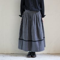 MAGALI マガリ　コットンシルクストライプラップ風スカート　#ブラック　【送料無料】