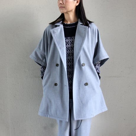 homspun ホームスパン　パウダーフラノショートスリーブジャケット　＃ネイビー、サックス　【送料無料】