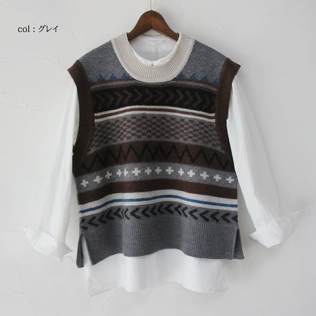 atelier naruse アトリエナルセ　ジャガードノルディック ニットベスト　jacquard nordic knit vest　【送料無料】