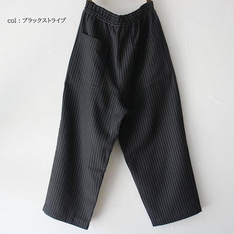 Linenya リネンヤ　コットンイージーパンツ　#ブラックストライプ、モカ、ライトブルー