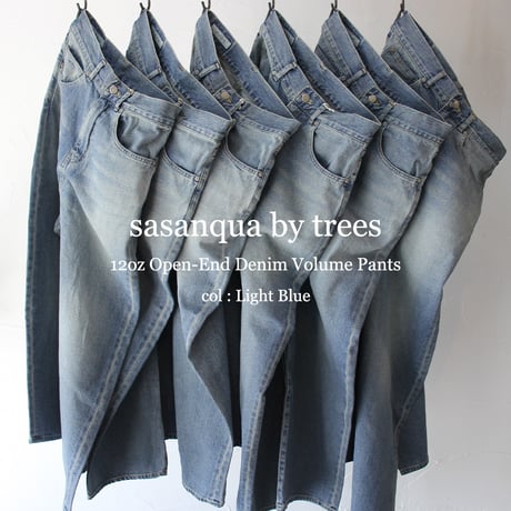 sasanqua by trees サザンカバイツリーズ　12ozオープンエンドデニムボリュームパンツ　＃Light Blue　【送料無料】