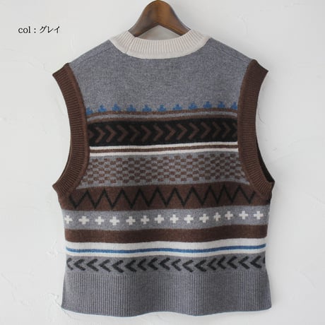 atelier naruse アトリエナルセ　ジャガードノルディック ニットベスト　jacquard nordic knit vest　【送料無料】
