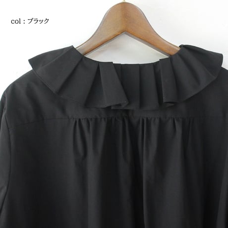 Linenya リネンヤ　ラッフルシャツ　#ブラック、ブリック、ホワイト　【送料無料】