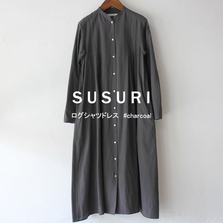 SUSURI ススリ　ログシャツドレス　#charcoal 　【送料無料】