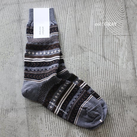 atelier naruse アトリエナルセ　ジャガード ノルディックミドルソックス　jacquard nordic middle socks　【送料無料】