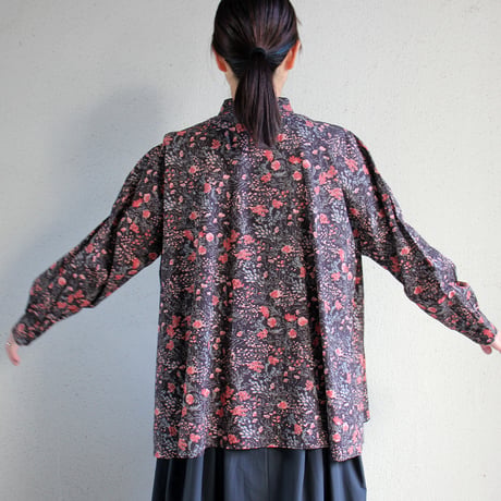 soil ソイル　60s CAMBRIC FLOWER PRINT TAI GATHER FLY FRONT SHIRT