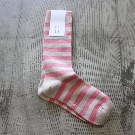 atelier naruse アトリエナルセ　メリノウール ボーダーソックス merino wool border middle socks