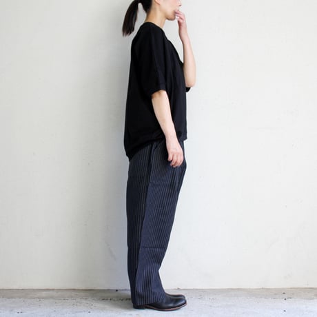 Linenya リネンヤ　コットンイージーパンツ　#ブラックストライプ、モカ、ライトブルー