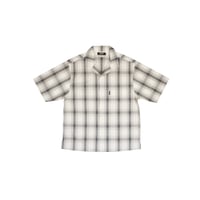 BACK LOGO OPEN COLLAR S/S SHIRT / WHITE & GRAY