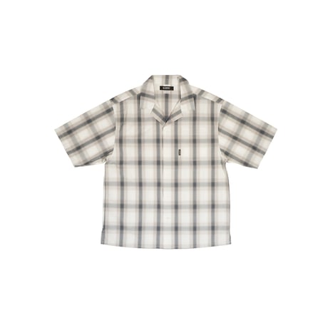 BACK LOGO OPEN COLLAR S/S SHIRT / WHITE & GRAY