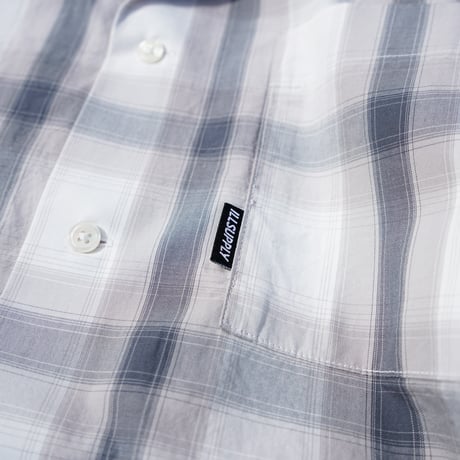 BACK LOGO OPEN COLLAR S/S SHIRT / WHITE & GRAY