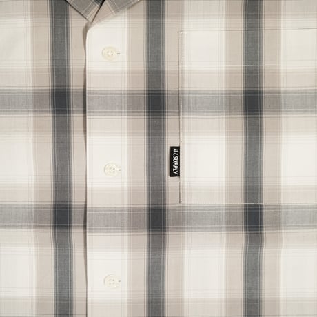 BACK LOGO OPEN COLLAR S/S SHIRT / WHITE & GRAY