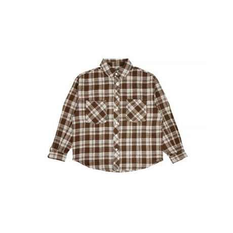 LONG SLEEVES PLAID BUTTON SHIRT / BROWN