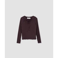 JANE SMITH : WOOL RIB FRONT STRING PULLOVER