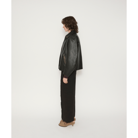 JANE SMITH : COW LEATHER VINTAGE FINISHED ZIP BLOUSON