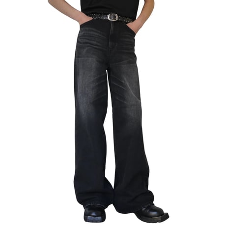 JOHN LAWRENCE SULLIVAN : WASHED DENIM WIDE PANTS