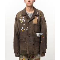 Maison MIHARA YASUHIRO : Price Tag Sticker Printed Repair Coverall Shirt