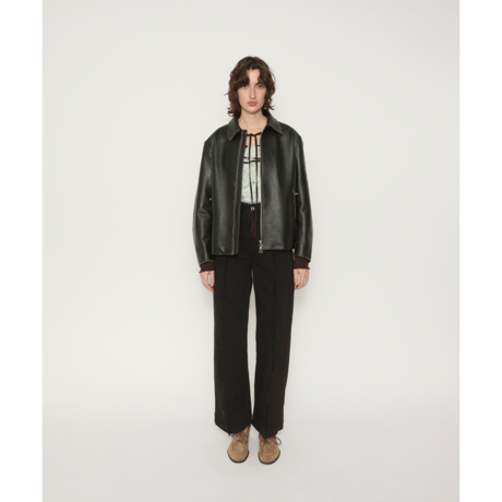 JANE SMITH : COW LEATHER VINTAGE FINISHED ZIP BLOUSON