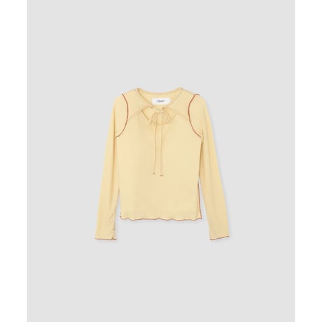 JANE SMITH : WOOL RIB FRONT STRING PULLOVER