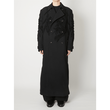 TAAKK : SCULPTURAL EMBROIDERY LONG WOOL COAT