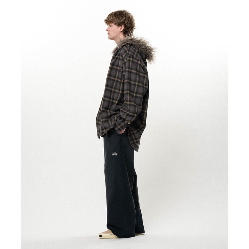 KAMIYA Hooded Check Shirt（BLACK） KAMIYA : Fur-Trimmed Hooded Check Shirt | BIRTH
