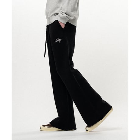 KAMIYA : Embroidered Felted Wool Knit Bootcut Pants