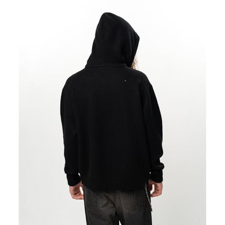 KAMIYA : Embroidered Felted Wool Knit Hoodie